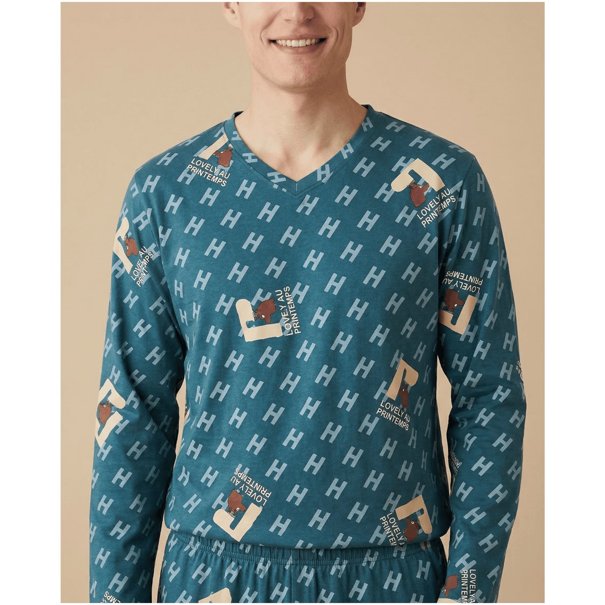 Pyjama homme vert à motif - Confort unique pour vos nuits stylées