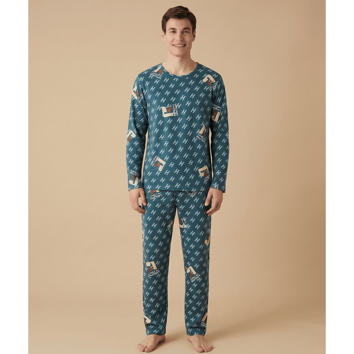 Pyjama homme vert à motif - Confort unique pour vos nuits stylées
