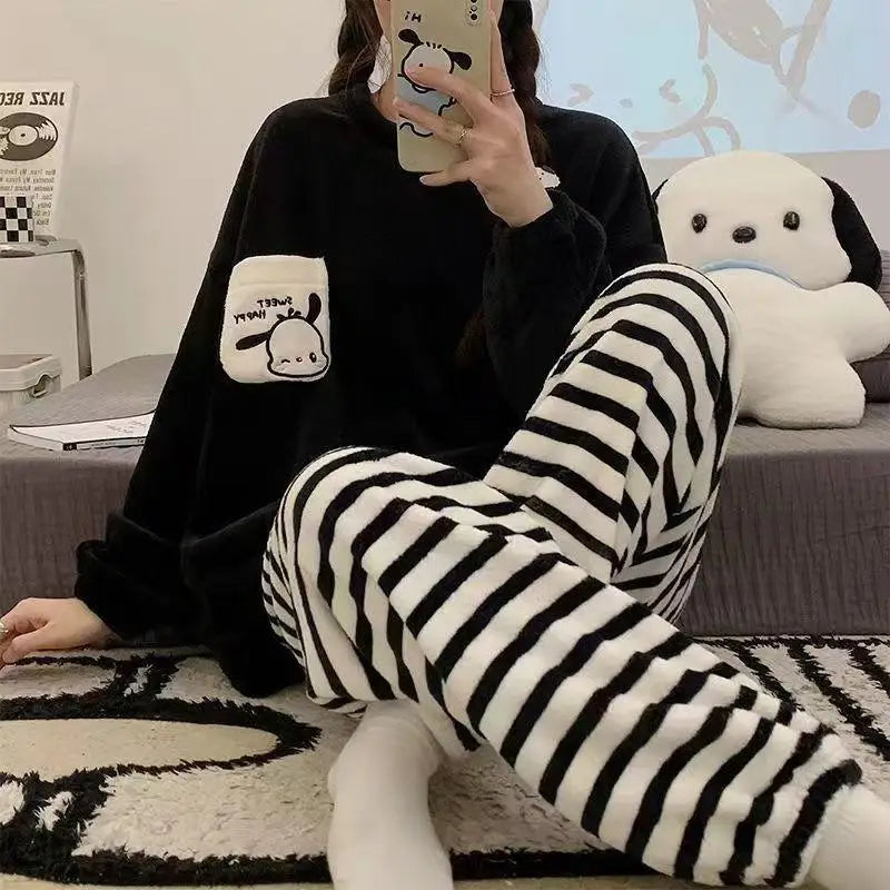 Pyjama polaire femme noir et blanc – Confort ultime et style chic