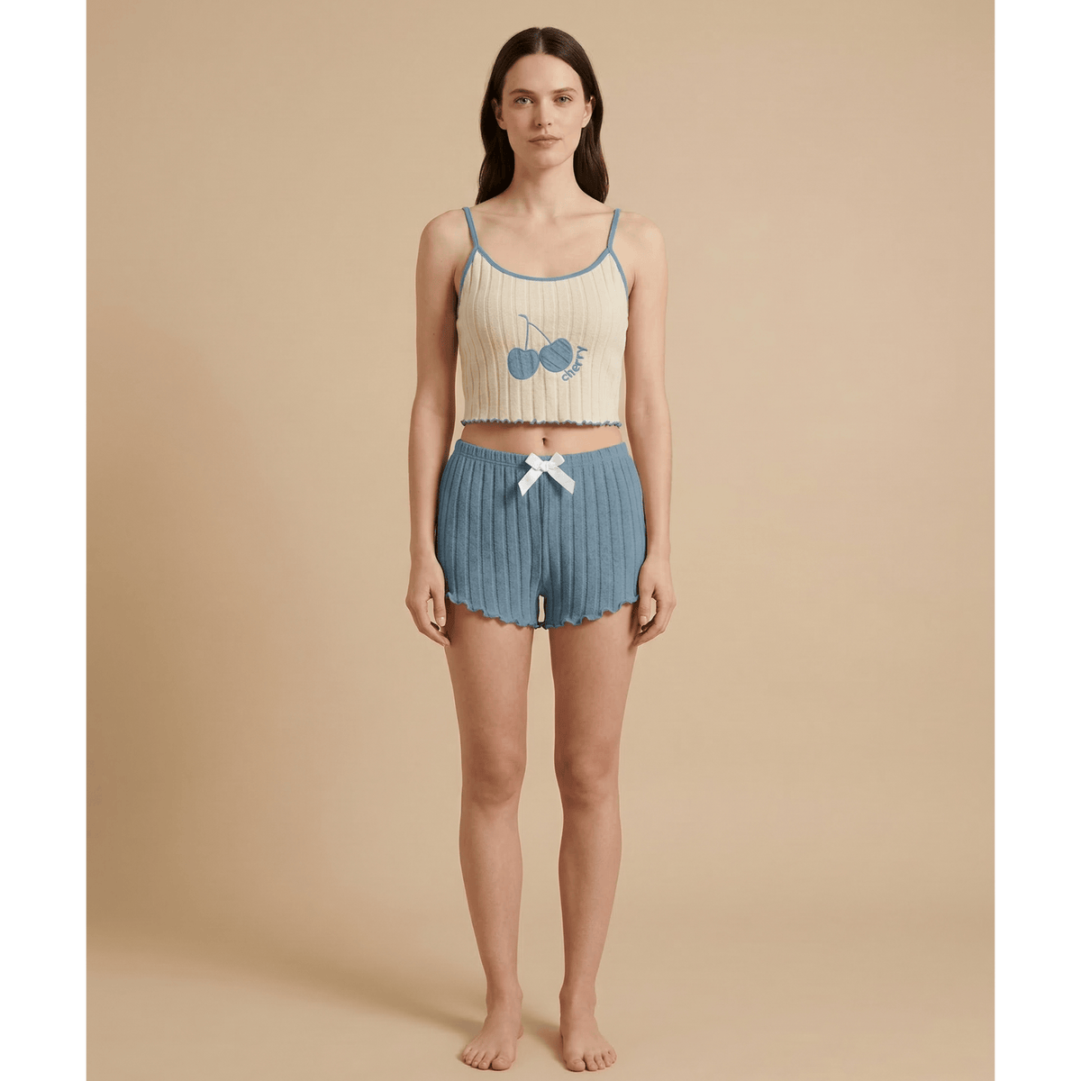 Pyjama short femme cerise à bretelle – Confort et style irrésistibles