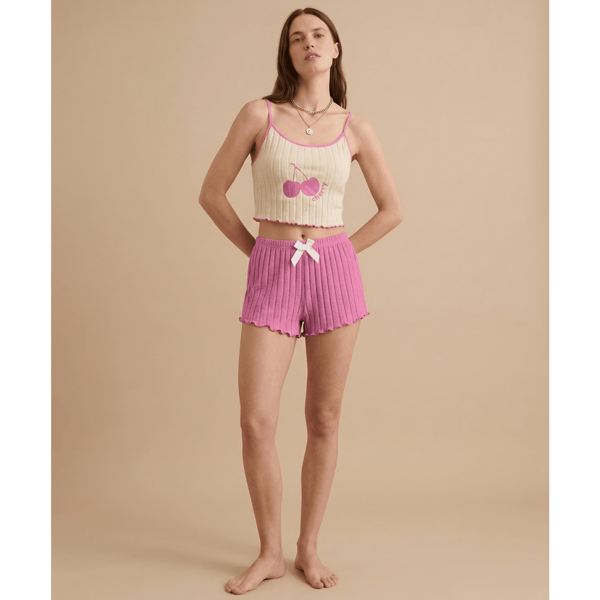 Pyjama short femme cerise en coton – Confort optimal et style irrésistible