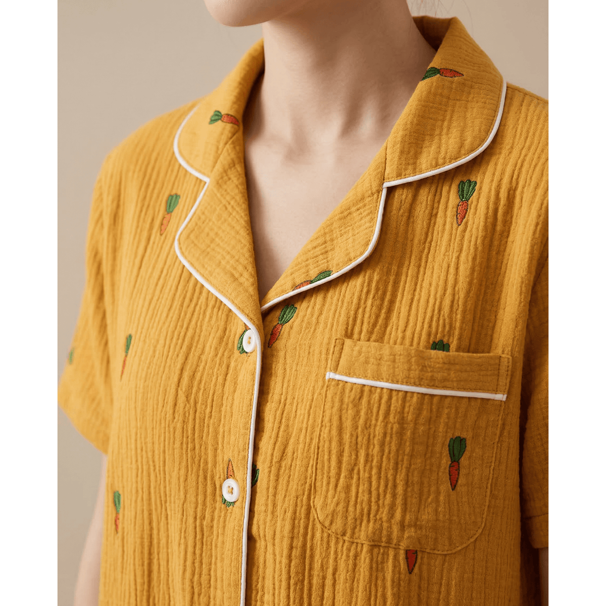 Pyjama short femme coton jaune – Confort ultime et style irrésistible