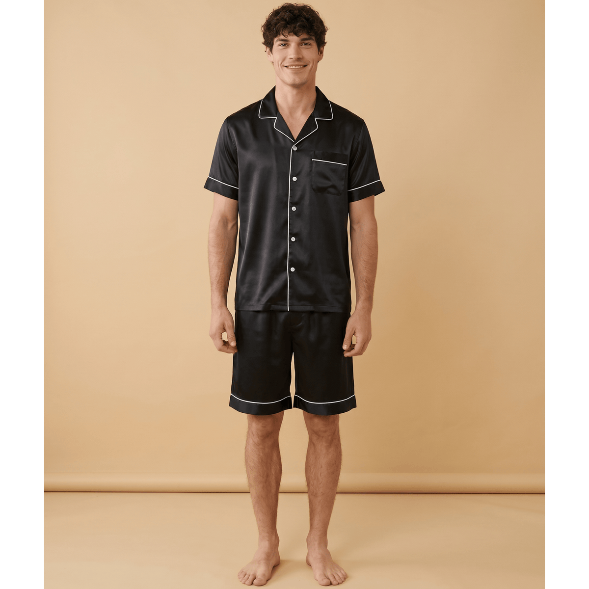 Pyjama short satin homme 
